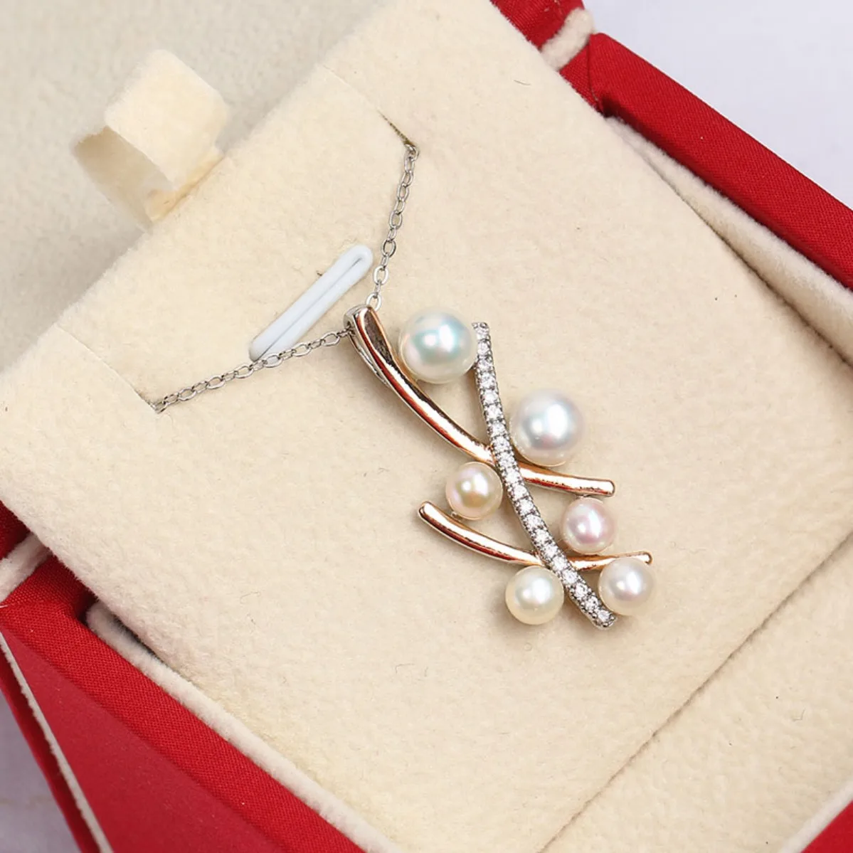 Two-tone Cross Flower Branch Multi-pearl Pendant Blank Setting, Brass 14K Gold Plated Elegant DIY Necklace Findings