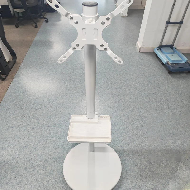 حامل تلفزيون متحرك على عجلات لأجهزة التلفاز ذات الشاشة المنحنية المسطحة مقاس 10-42 بوصة، عربة تلفزيون متنقلة قابلة للتعديل مع رف/صينية VESA 200 × 200 مم