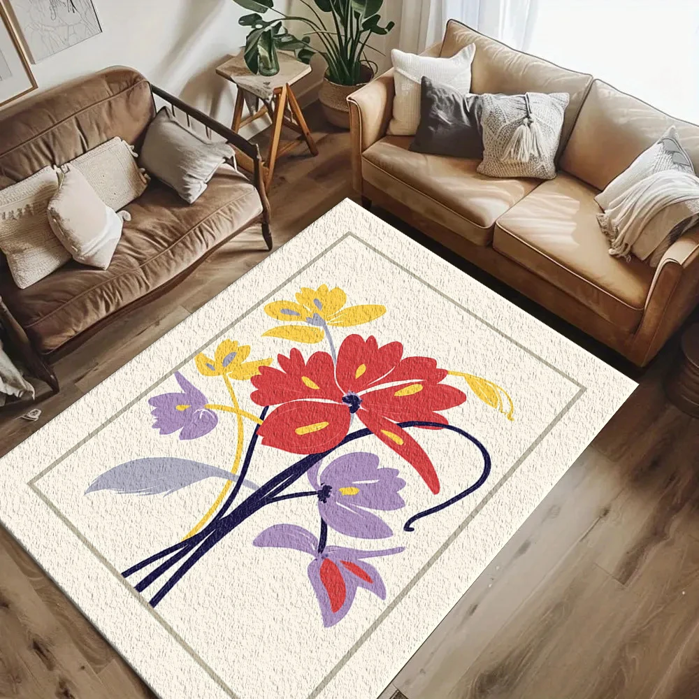 Abstract Retro Floral Frame Ca - Printed Rug Abstract 评论和价格