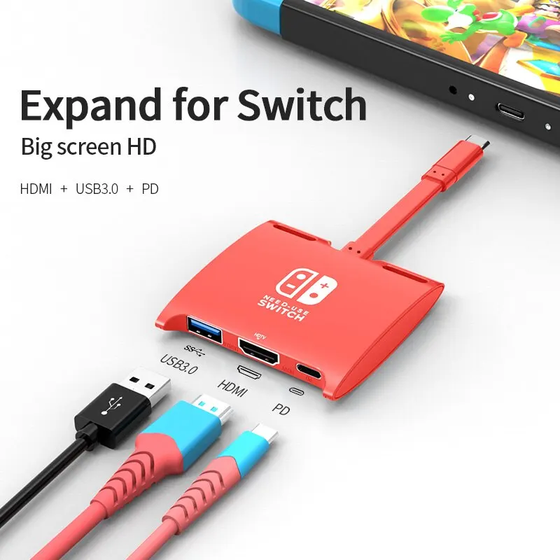 

For Switch Dock TV Dock for Nintendo Switch HUB Portable Docking Station USB C to 4K HDMI-compatible USB 3.0 Hub for Macbook