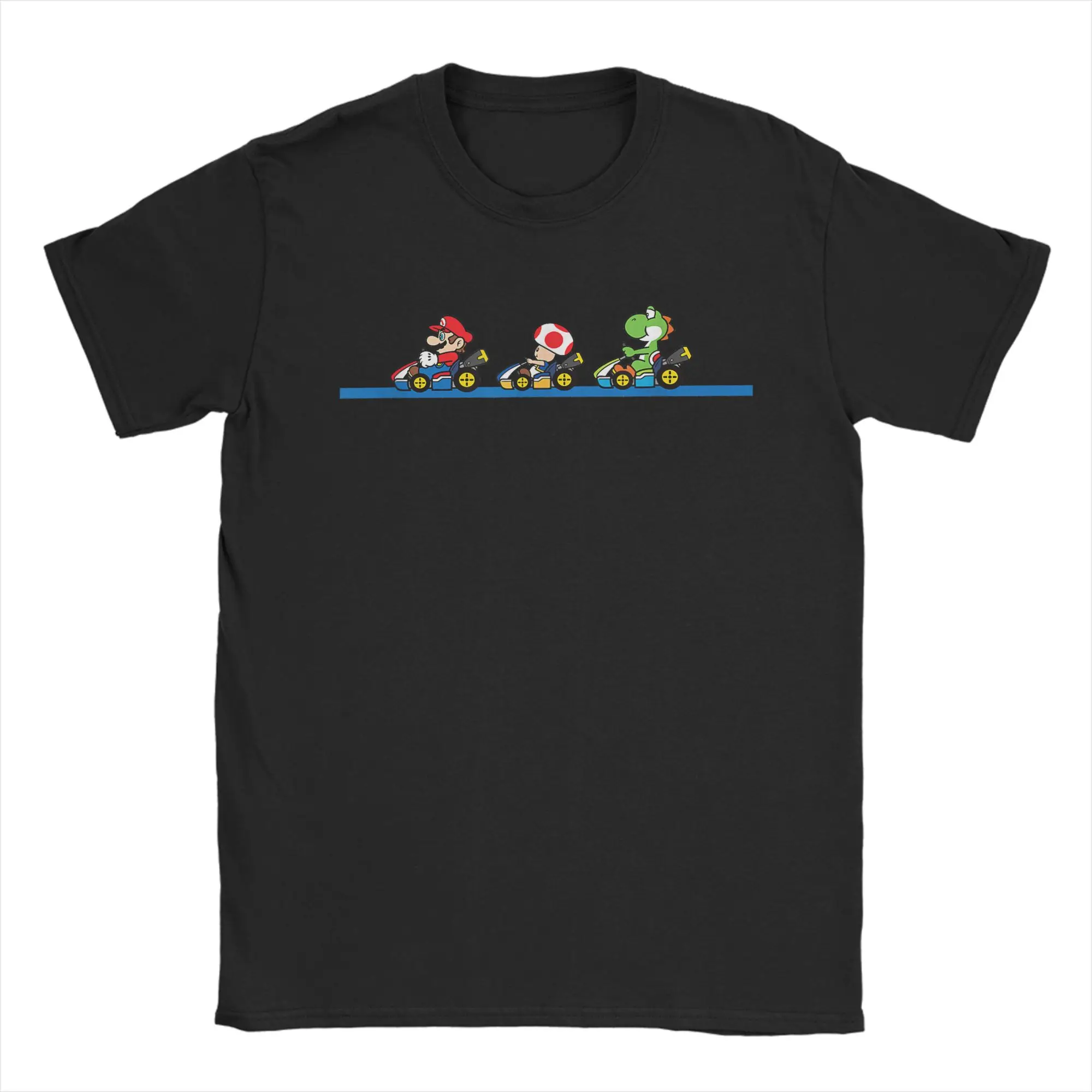 Men T-Shirts Kart Yoshis Toad & Marios Vintage Race Line Up Vintage 100% Cotton Tees T Shirts Round Neck Tops Gift Idea