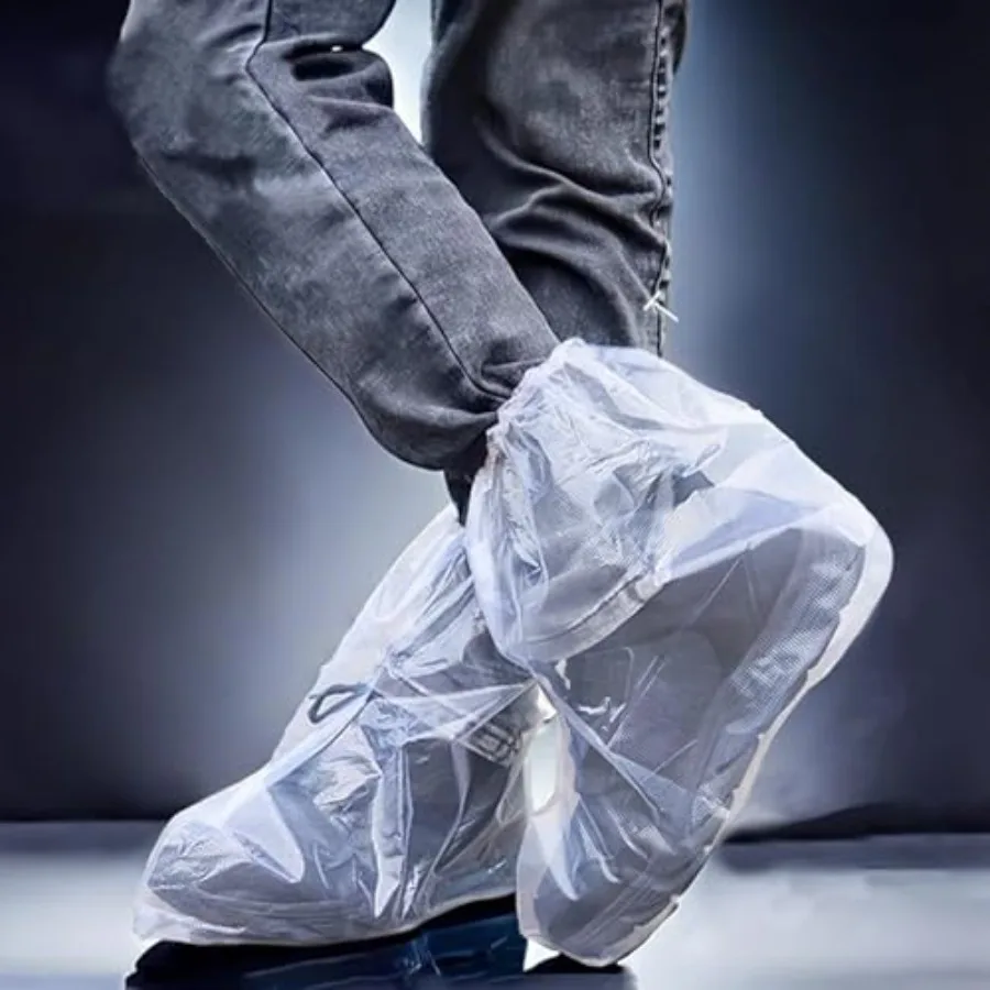 10 pares de cubiertas impermeables para zapatos para protección contra la lluvia, cubiertas desechables de plástico transparente para botas y zapatos, ideales para clima húmedo