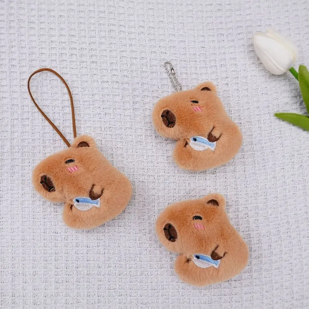 Soft Squeeze Capybara Plush Keychain Stuffed Cartoon Squeak Capybara Plush Doll Lovely Creative Animal Doll Keyring Bag Hanging