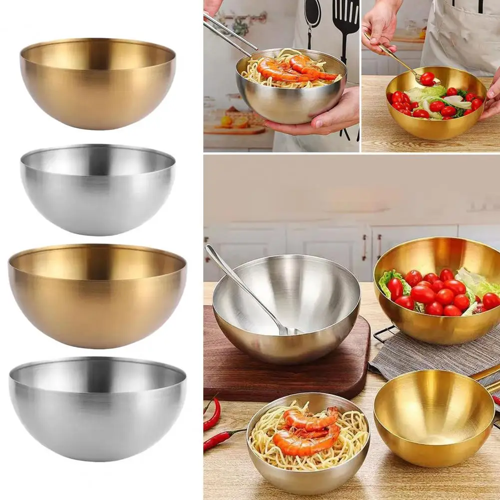 15/20cm Stainless Steel Korean Salad Bowl Safe Modern Rounded Edge Smooth Surface Stain-resistant Salad Ramen Bowl Kitchen Tool