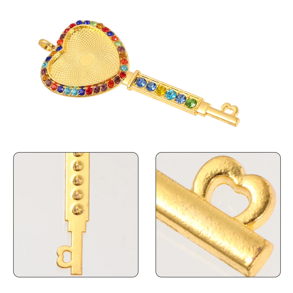 

10 Pcs Peach Heart Key Alloy Pendant Charms for Jewelry Making Necklace Rhinestones Fashion Accessories Women Gifts