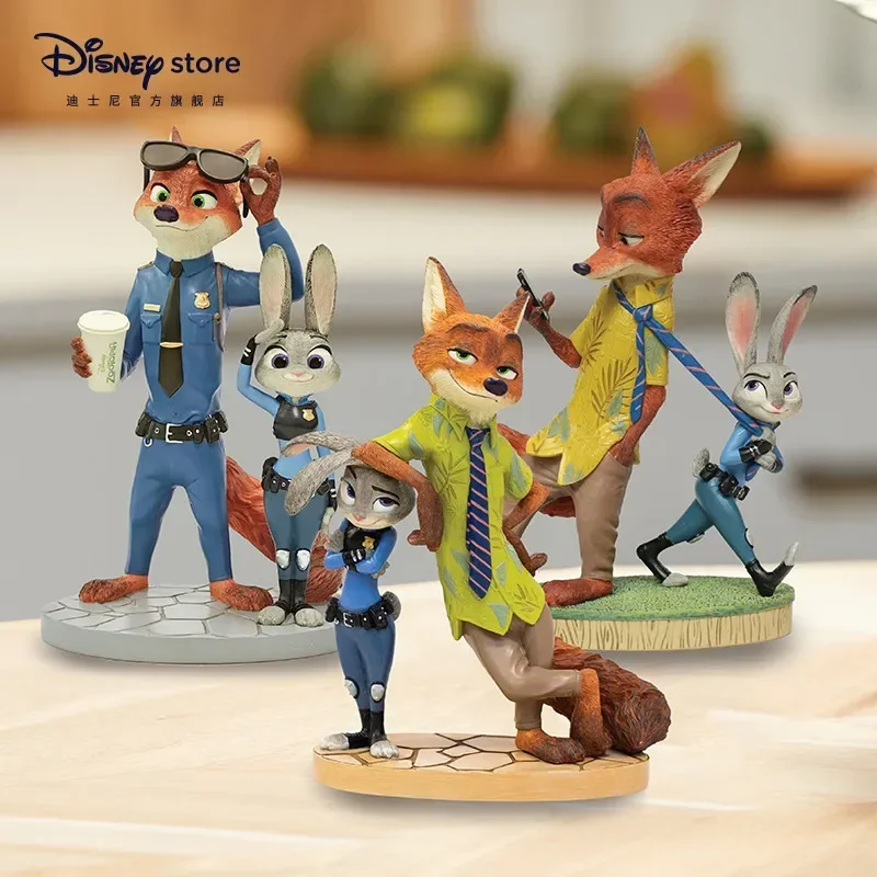 Disney Zootopia Cute Nick Fox Judy Rabbit Figurine Desktop Ornament Original Movie Derivative Christmas Valentine's Day Gift