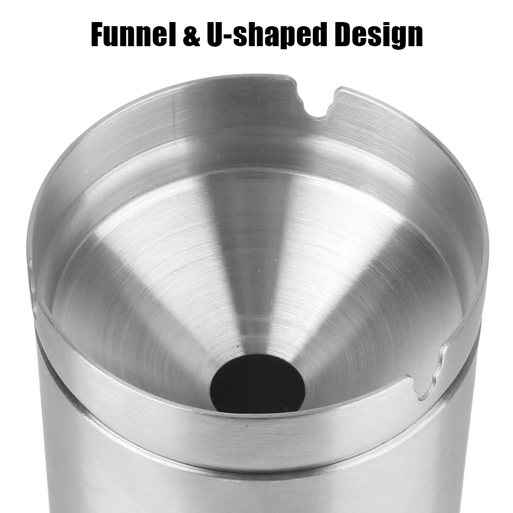 Creative With Lid Windproof Car Ashtray Detachable Smoke Tobacco Ash Holder Container Stainless Steel Ashtray