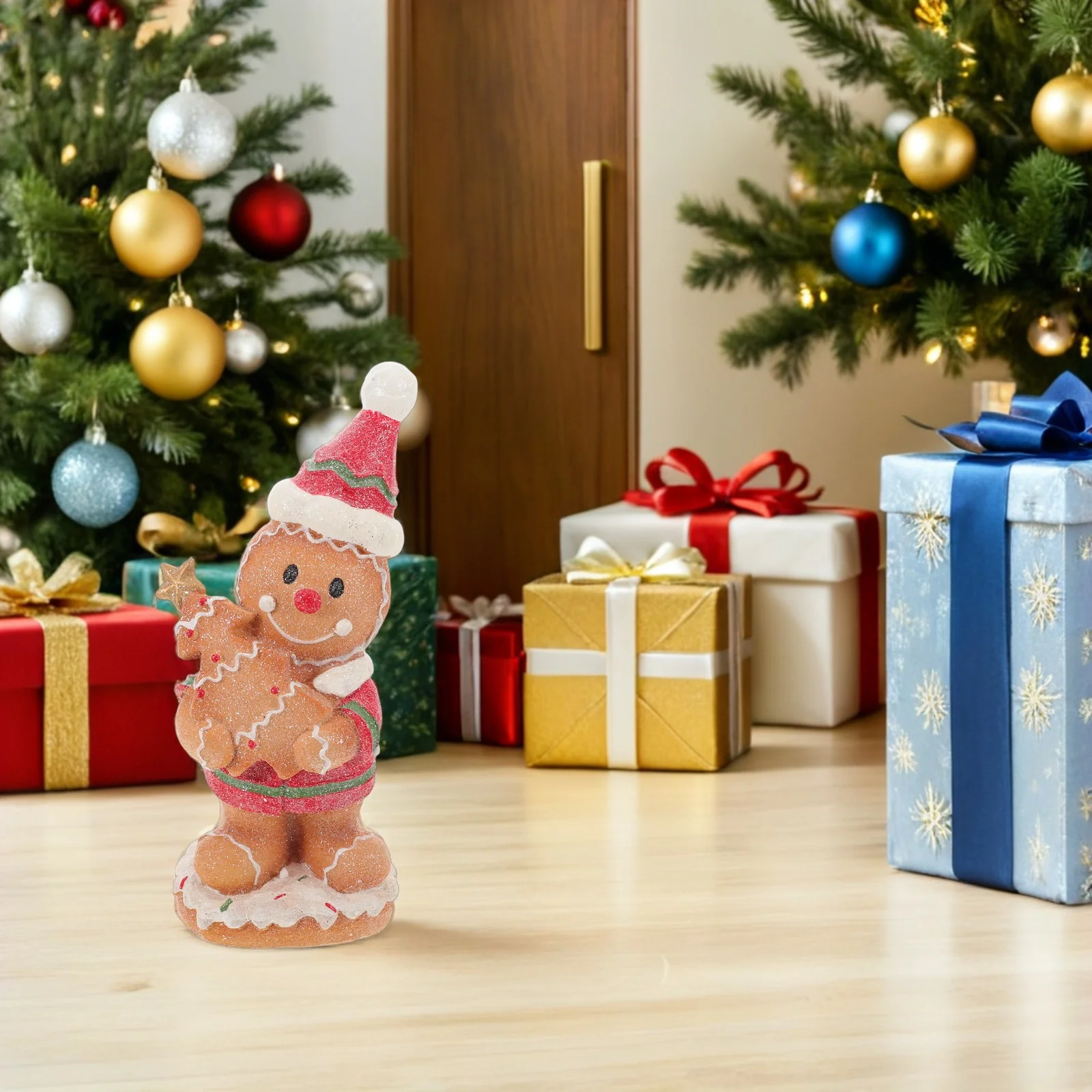 

Holiday Gingerbread Table Decor Resin Figure Small Christmas Centerpiece for Living Room Festive Winter Ambiance Creator