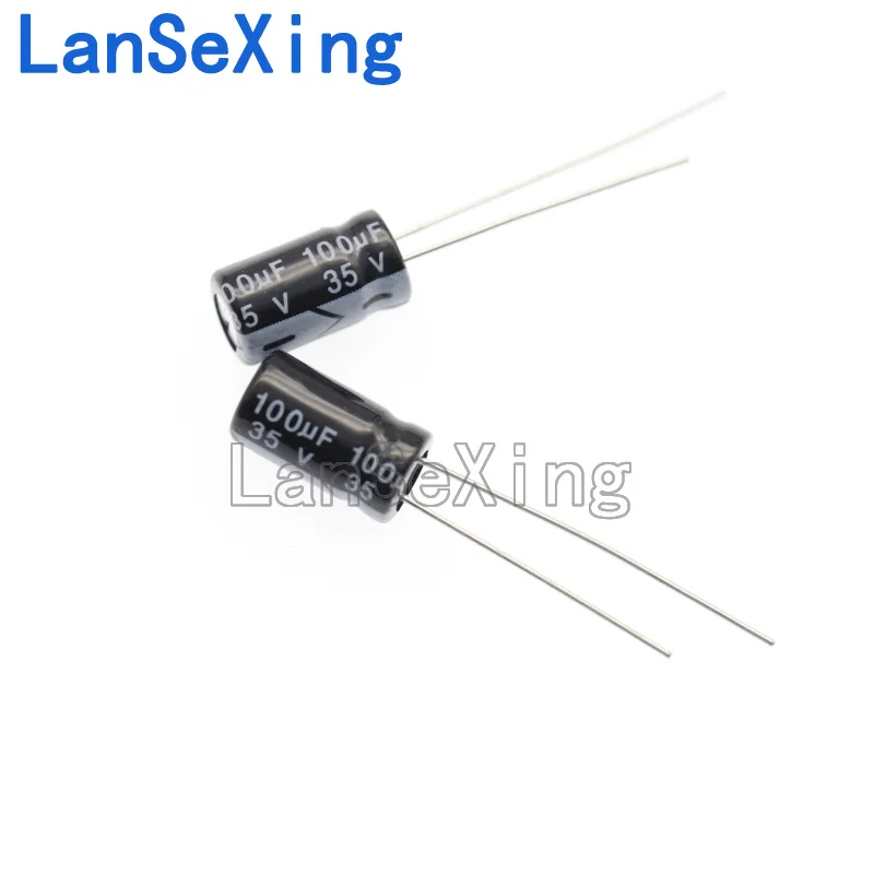 Capacitor eletrolítico com um volume de 6x12mm, 35V, 100uf, 100 micron