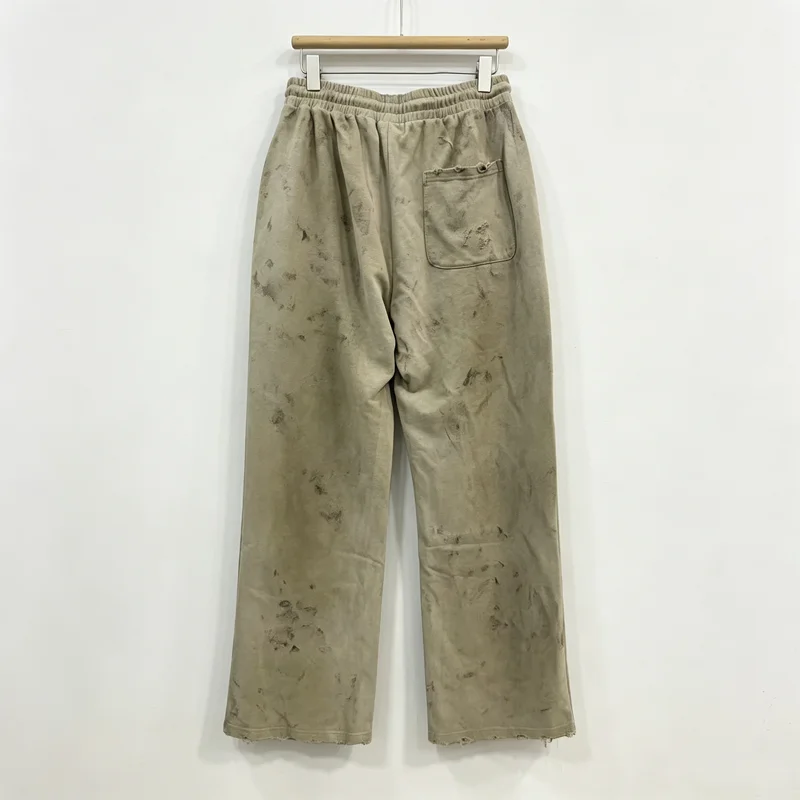 Stain SSSAINT LOUIS Skulls Evil Graffiti Sweatpants Men Women American Retro Washed Hole Damaged Drawstring Trousers Track Pants