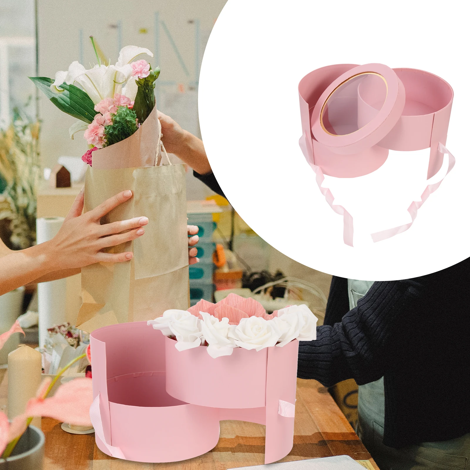 

Flower Gift Box Floral Boxes Decorative Valentine's Day Packaging Bouquet Arranging Container