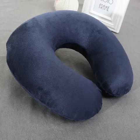 Relax and Rejuvenate with U-Shaped Short Plush PVC Pillow Core Inflatable Neck Pillow - Neck Pillow for Airplane Sleep Traveling