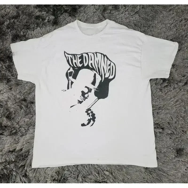 The Damned TShirt Mens XL White Punk Rock Band Music Concert Skull