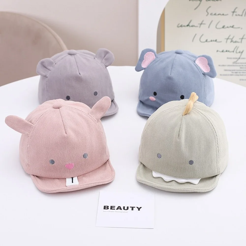

High Quality Cute Animal Baby Baseball Hat Solid Color Soft Brim Infant Peaked Cap Cartoon Dinosaur Rabbit Kids Sun Hats