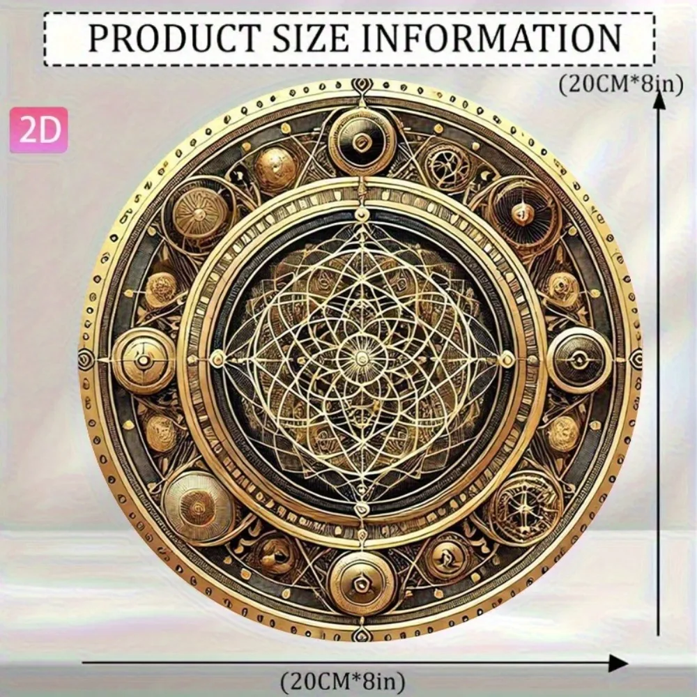 CIFBUY Archangel Metatron Sacred Geometry Round Metal Wall Art 8 Inch Weatherproof Durable Alloy Decor for Home Garden Bar