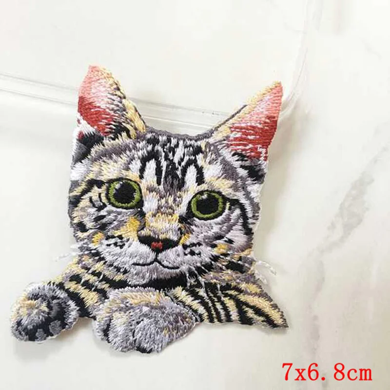 Cute Cat Embroidery Patch Cartoon Animal Patch Iron On Patches For Clothing Thermoadhesive Patches On Clothes Sewing Applique