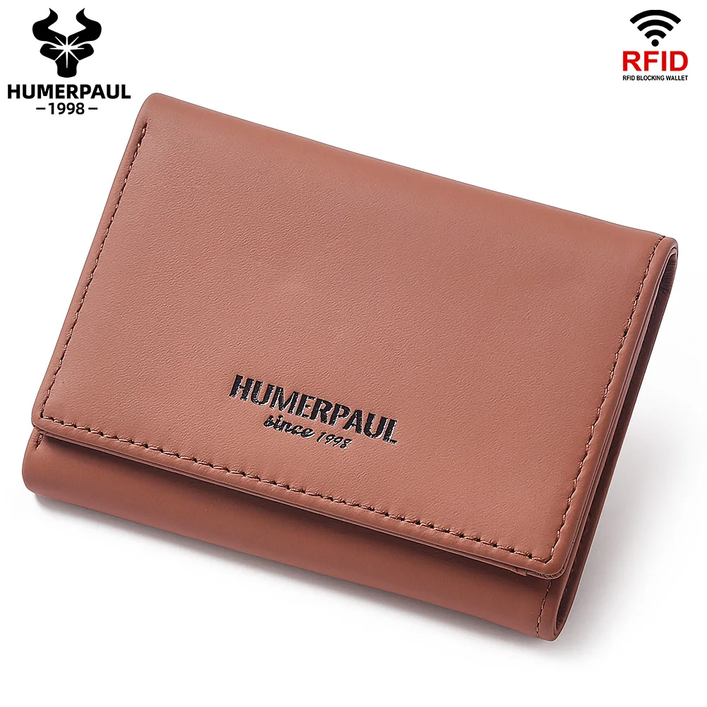 

HUMERPAUL Genuine Leather Wallet Trifold Bifold Card Holder with Zipper Pocket RFID Cash Coin Organizer for Men