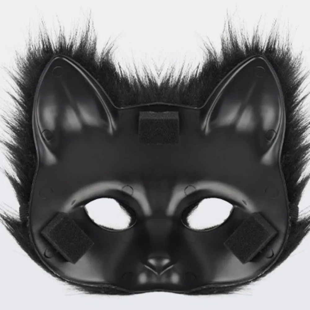 Masque demi-visage en fausse fourrure de renard, masque de chat animal, costume de cosplay d'Halloween, masque pour les yeux demi-visage sexy, accessoires de performance