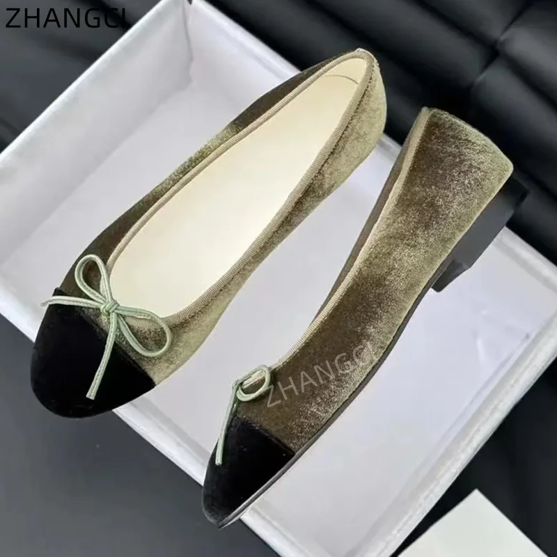 2024 high quality Luxury Designer Ballet Flats Leather Bow Fashion Casual Flats Round toe Women\'s Shoes