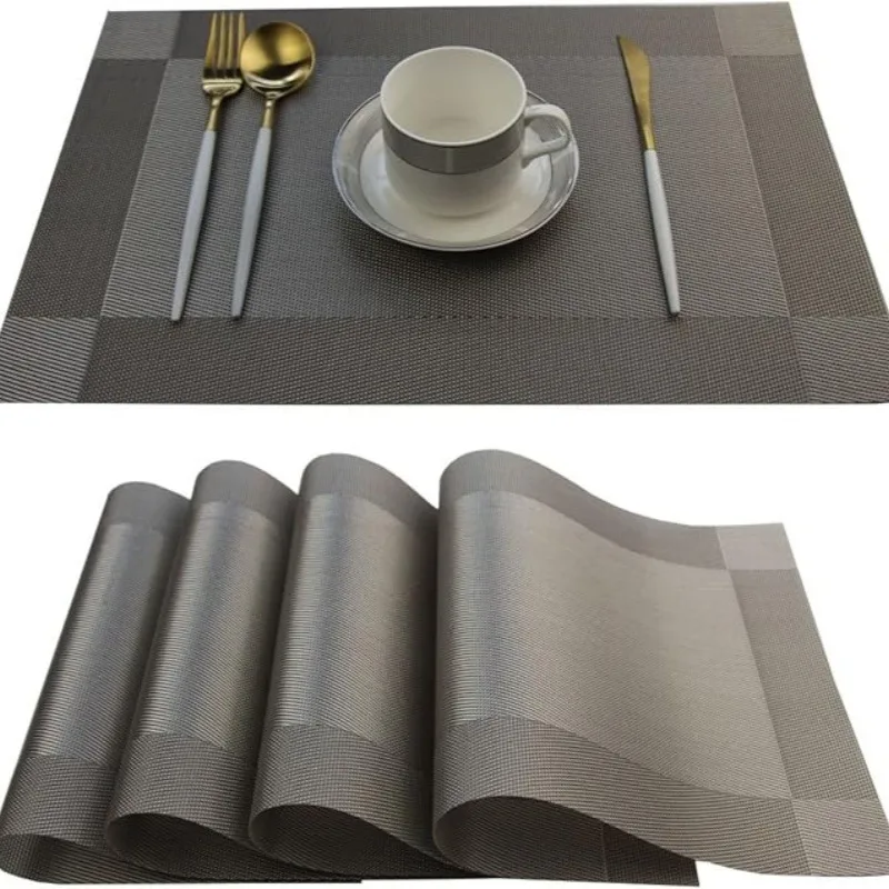 Table Leather Placemats Set of 4pcs,Washable for Dining,Heat-Resistant Non-Slip Insulation Waterproof Place Mats