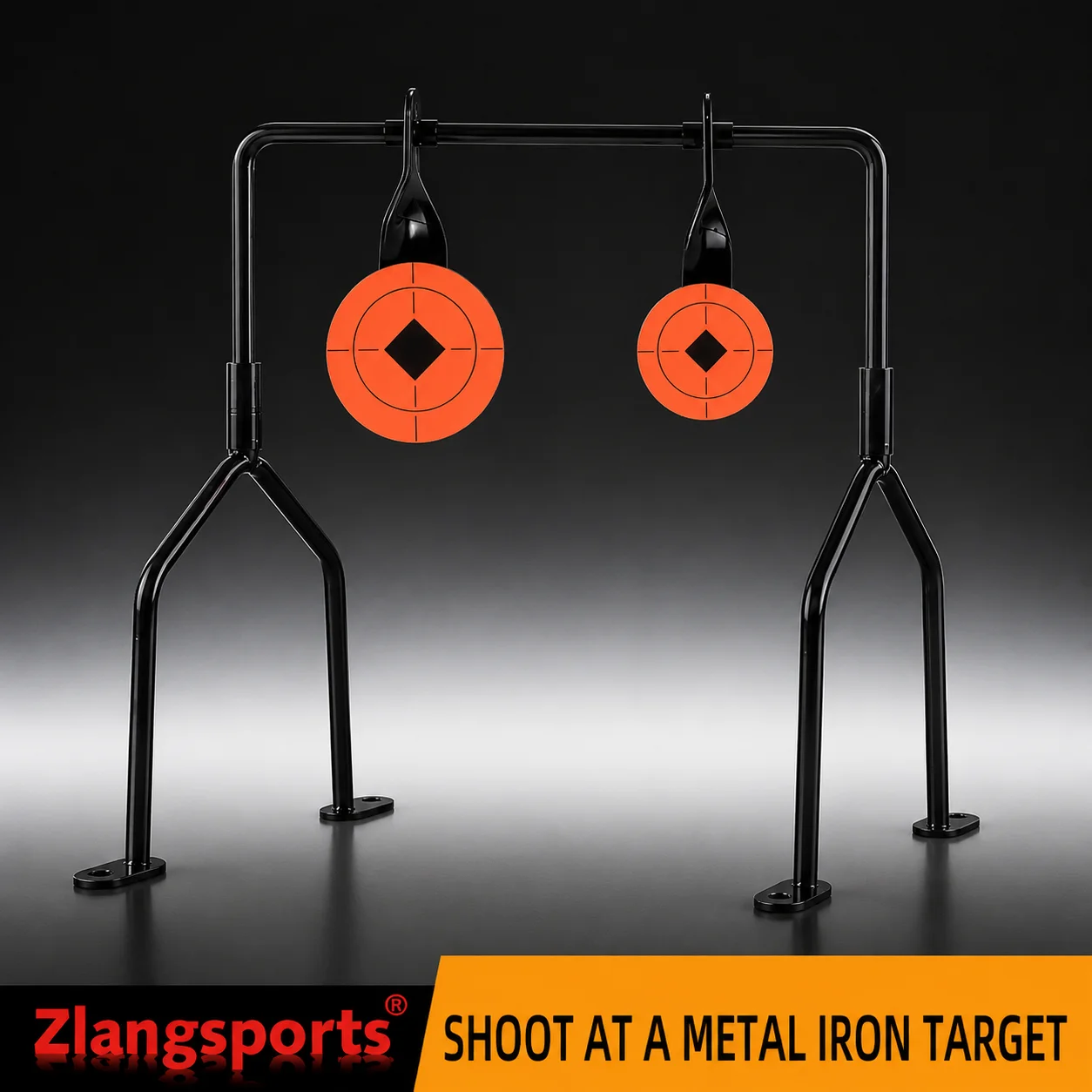 Zlangsports Selbstzurückstellender Metall-Zielständer mit 2 Hängezielen für Airsoft-Luftgewehr- und Luftpistolen-Schießübungen