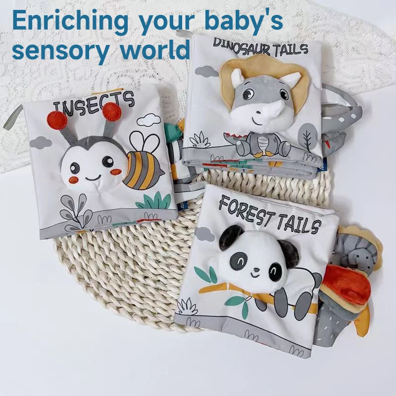 0-12Months Soft Baby Books 3D Touch Feel High Contrast Cloth Book Infant Early Learning Toy Toddlers Sensory Activity Cloth Book