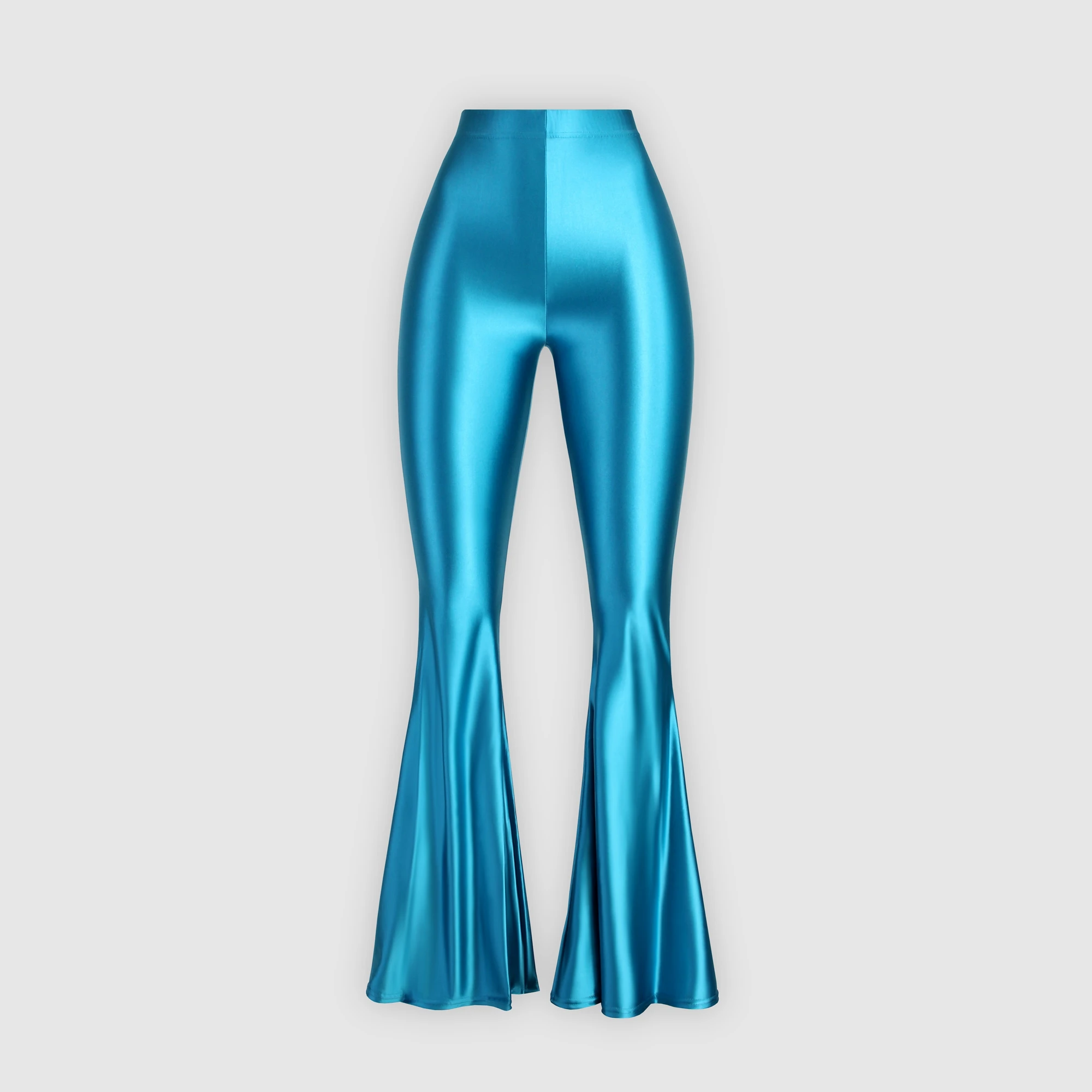 XCKNY satin glossy long pants high waisted tight flared pants shiny yoga dance sports tight pants