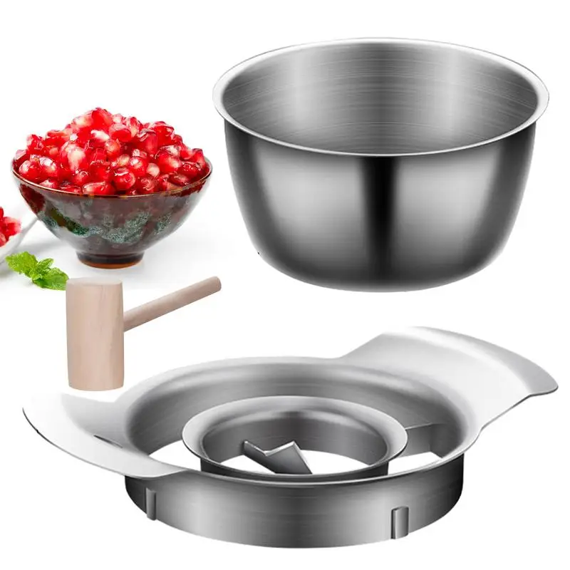 Pomegranate Peeling Tool Set Stainless Steel Pomegranate Removal Tool With Bowl Manual Fruit Deseeder Kitchen Gadget For Home