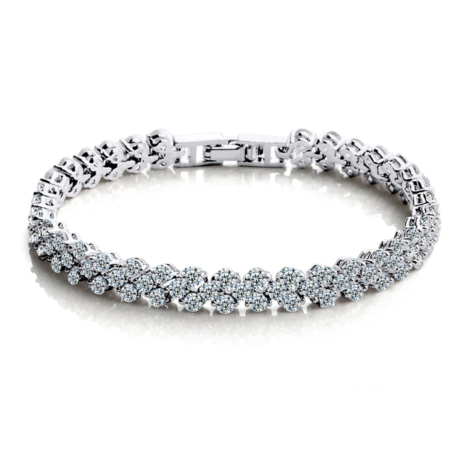 Damen Hip-Hop Kristall Tennis Armband AAA Zirkonia Silberkette Modischer Schmuck Valentinstag Geschenk – Detail 1