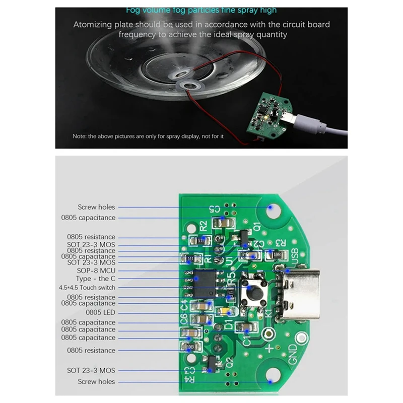 2X المزدوج رذاذ الانحلال وحدة USB المرطب القيادة لوحة دوائر كهربائية الانحلال المعدات التجريبية بالموجات فوق الصوتية صديقة للبيئة
