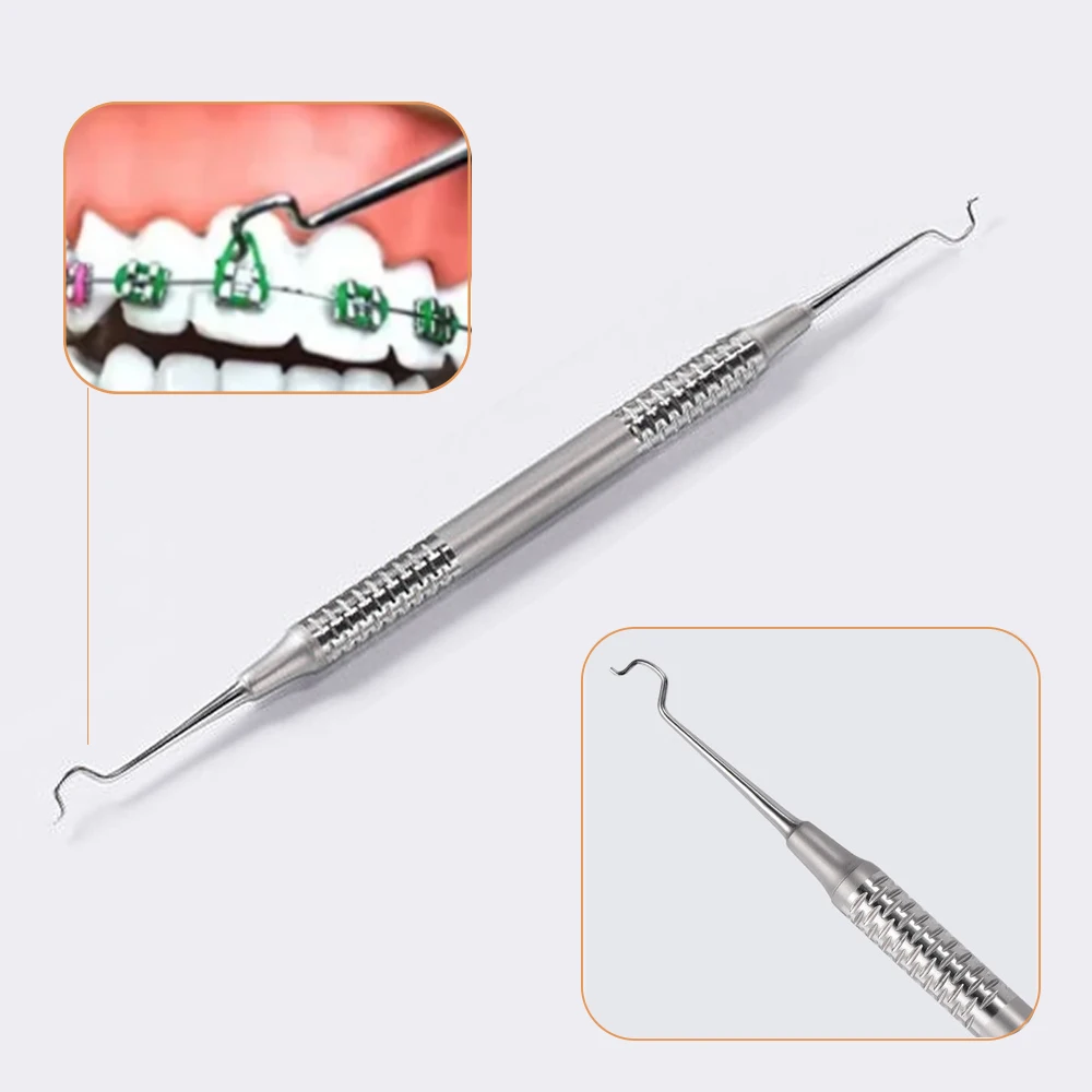 2PCS Dental Orthodontic Elastic Ligature Tie Placer Tool Twirl-On Ligature Ring Placing Applicator Archwire Placement Product