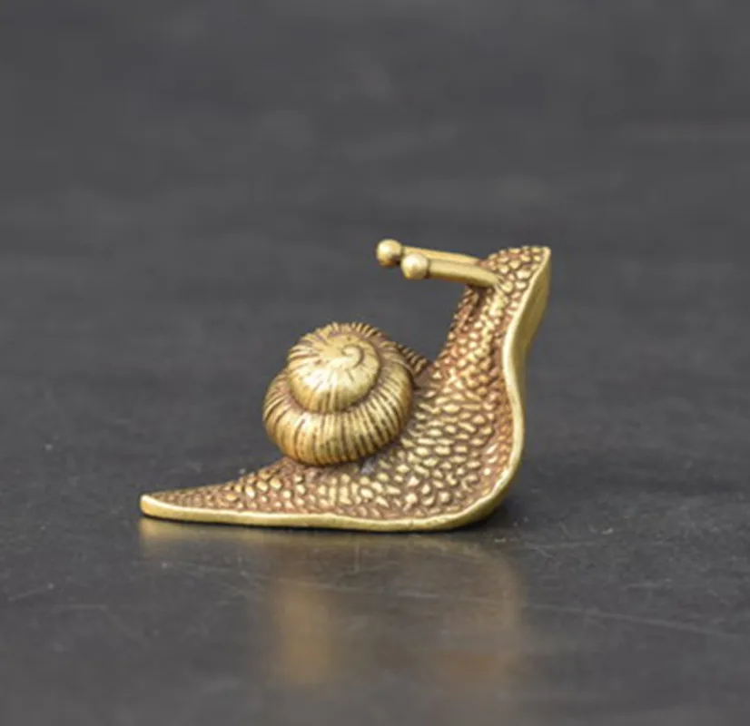 Brass Mini Snail Decorative Sculpture Kawaii Animal and Insect Statue Children's Cognitive Educational Toy Gift