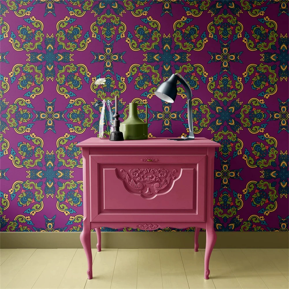 Custom vintage Bohemian wall paper living room Southeast Asian warm Tibetan internet famous homestay hotel restaurant wallpaper