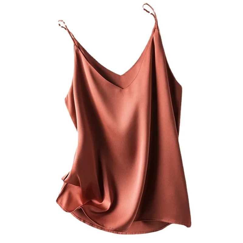 Silk Suspender TOP for Women Match Suit Jacket in White and Black, Versatile Ice Silk Camisole Satin Crop Top image 5