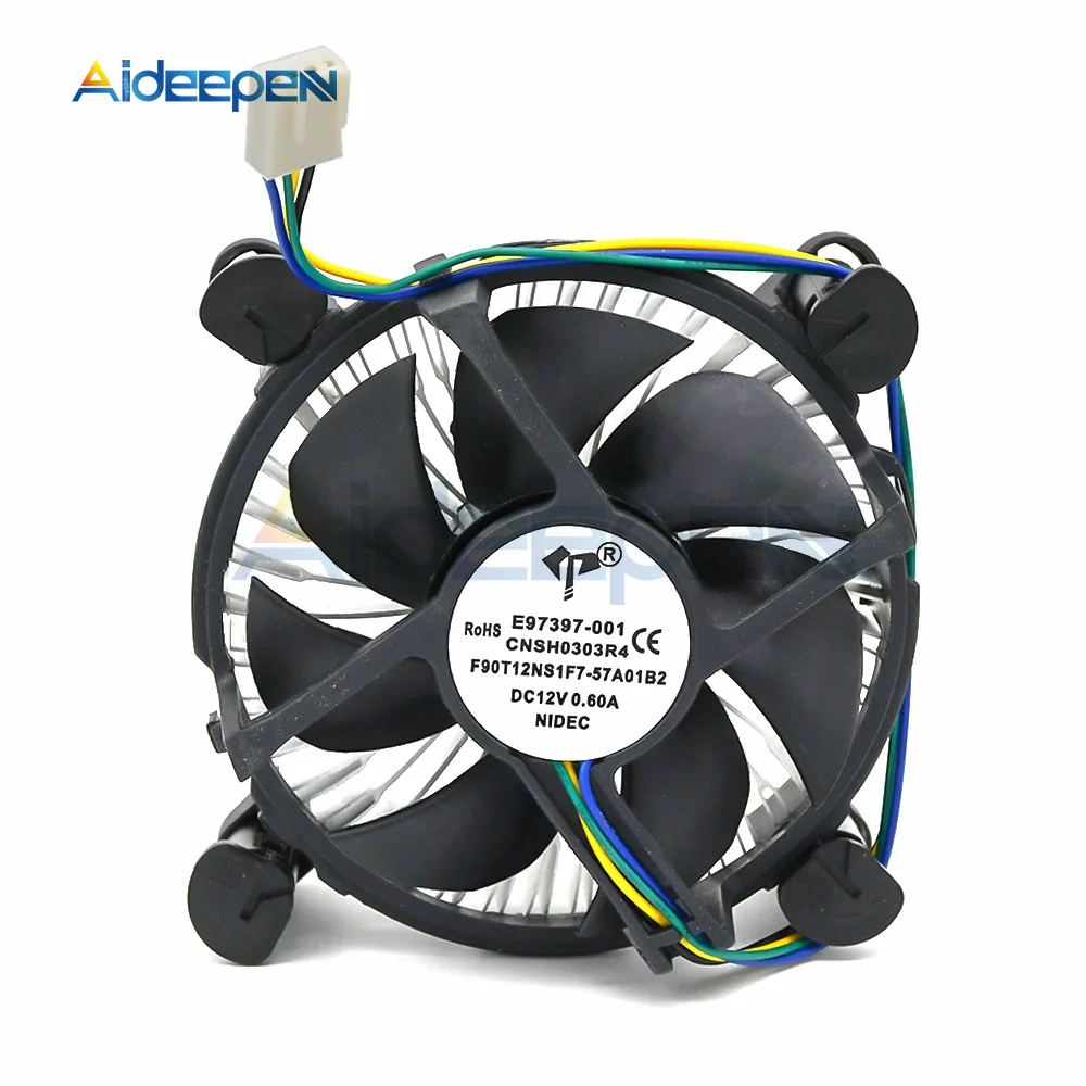 E97397-001 12V 0.6A CPU Radiator i3 i5 i7 Universal Quiet Computer CPU Hydraulic Fan 90mm CPU Fan with Heat Sink Radiator