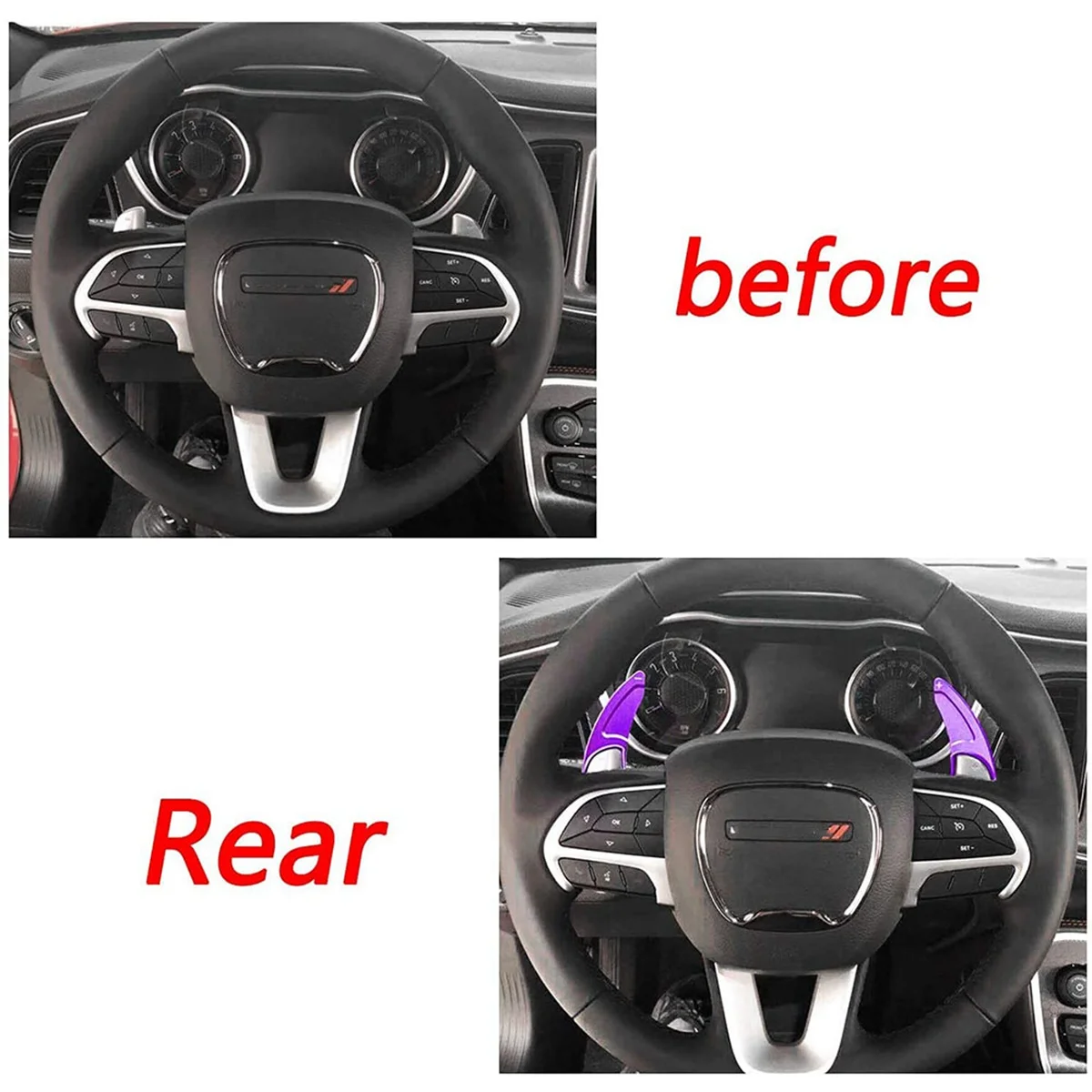 Aluminum Steering Wheel Shift Paddle Extension Cover for Dodge Challenger Charger Durango 2015-2020 (Purple)