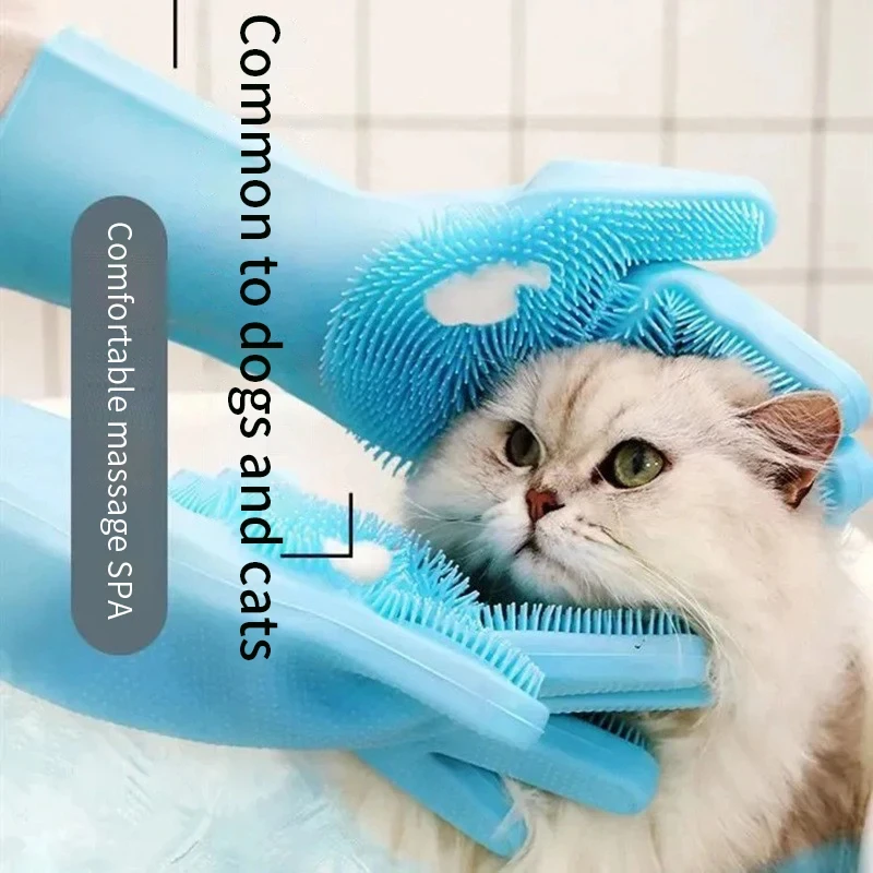 Pet Grooming Cleaning Gloves Dog Cat Bathing Glove Indirect Shampoo Gel Scrubber Clean Soft Silicone Glove Hand Skin Protection
