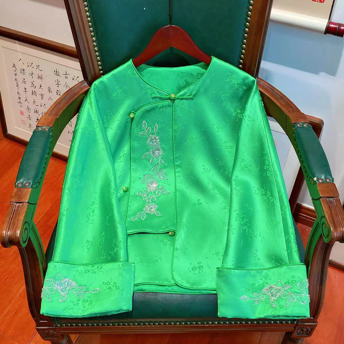 

High-end Spring New Rayon Jacquard Embroidery Top Fashionable Women's Beading Jacket S-XXL