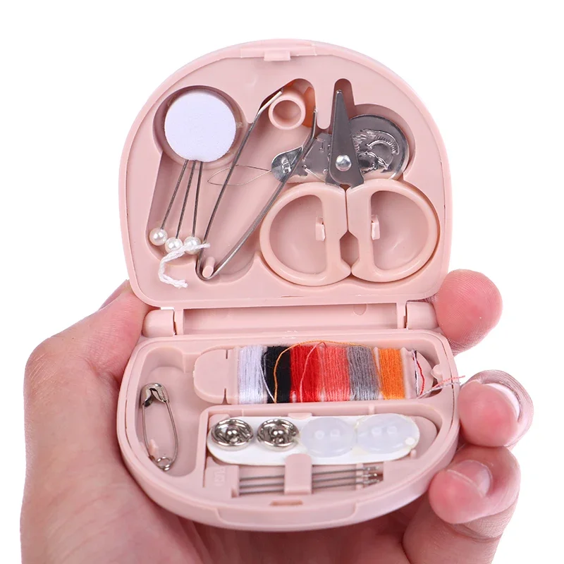 1 Set Mini Travel Sewing Kits Portable Needle Scissor Buttons Pins Sewing Box Storage Set Handwork Sewing Kit Tools Accessories