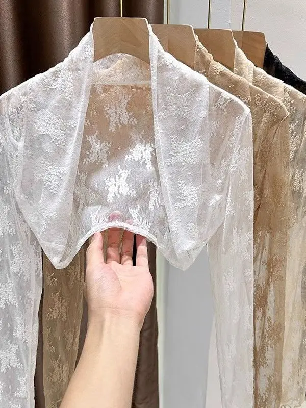 2025 Nouvelle dentelle brodée Protection solaire f Sve Cardigan Strap Dr Cover up ort Longueur Vêtements d'extérieur Me Top Fas pour femmes...
