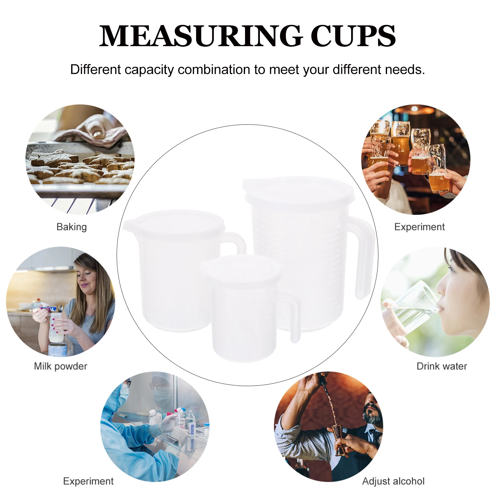

Plastic Measuring Cups Liquid Kitchen Baking Tools Graduated Set Smooth Texture Excellent Quality Long Lasting Use Easy Hold H