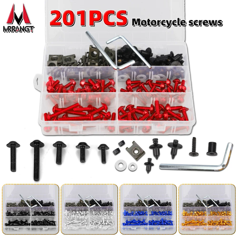 

201Pcs M5 M6 Motorcycle Windscreen Screws Colorful Fasteners Screws Set Motorcycle Fairing Bolt Kit Modified Parts