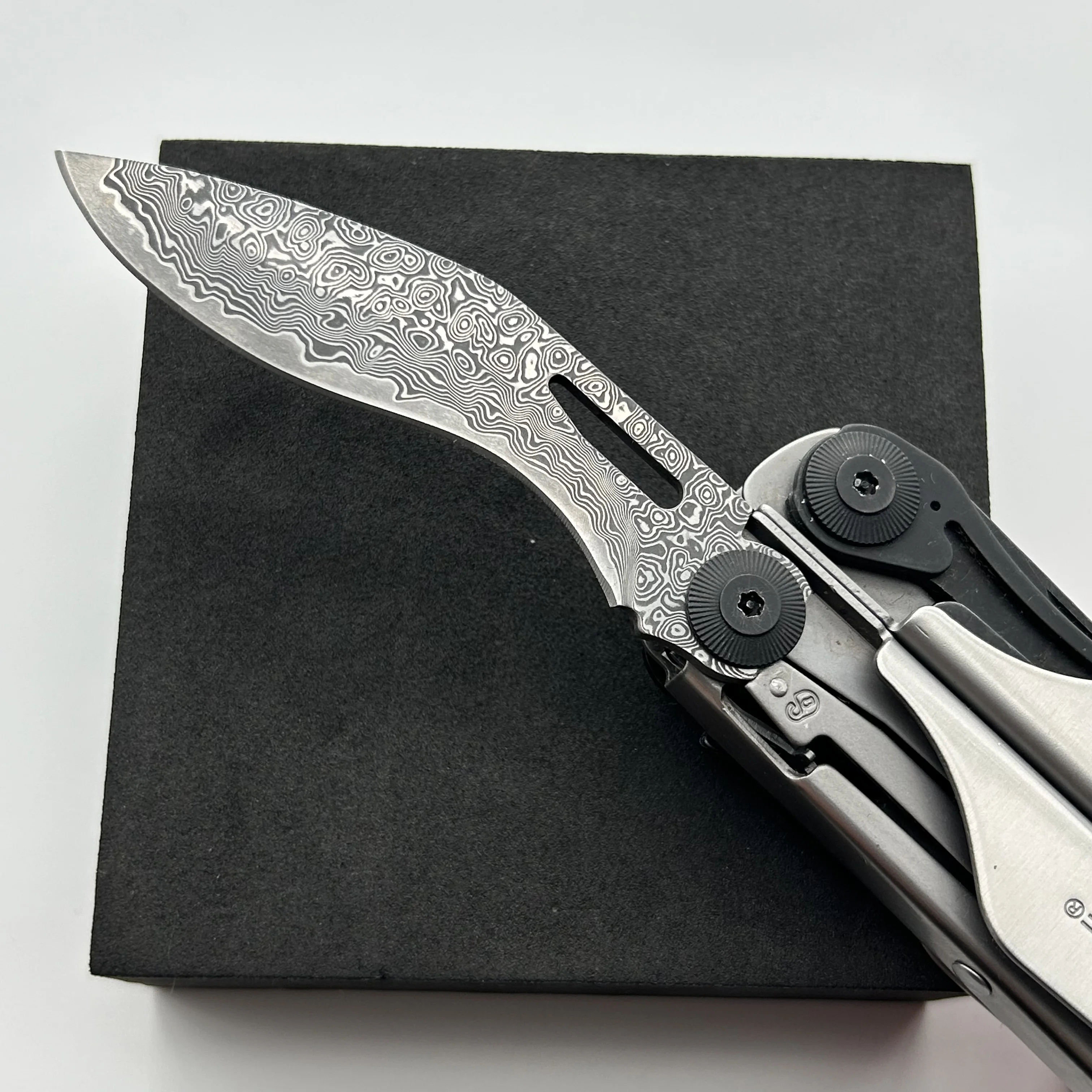 VG10 Damascus Steel Clip Point Blade Replacement for Leatherman Surge Multi Tool Main Knife Upgrade Part