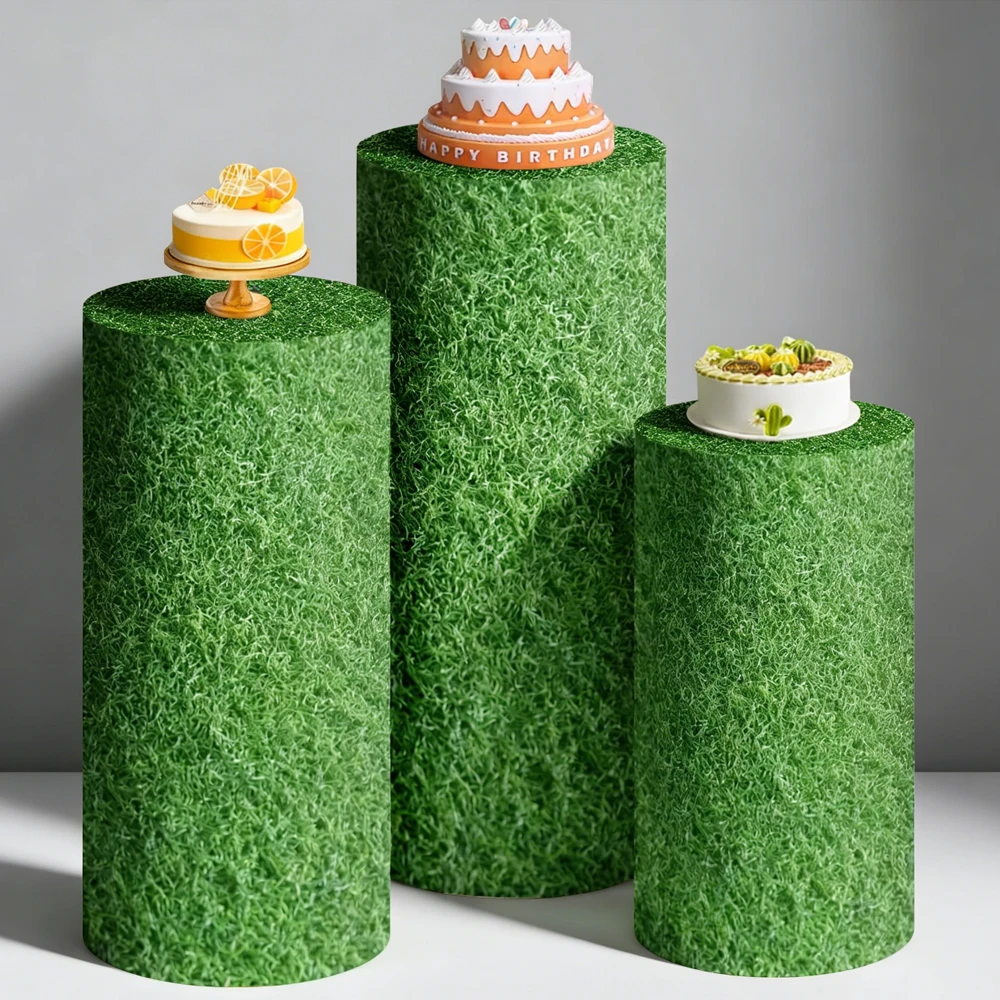 

Grass Cylinder Covers Backdrop Birthday Party Decoration Baby Shower Wedding Cake Stand Plinths Backdrop Pedestal Background