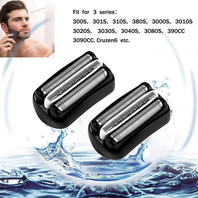 

B58B-2Pcs Replacement Shaver Foil Head Part Cutter For Braun Razor Blade 32B 3 Series 300S 301S 310S 320S 330S Razor Shaving