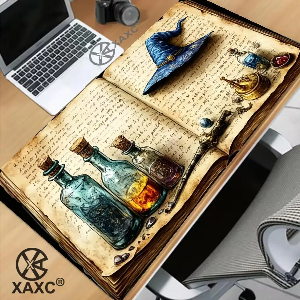 Enchanted Wizard Hat & Potions Mouse Pad Large Rubber Non-slip Desk Accessories  for Office and Gamer Keyboard Decor Mat XAXC