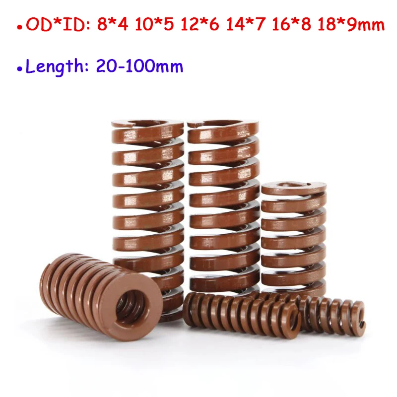 Brown TB Extremely Heavy Load Compression Die Spring OD 8 10 12 14 16 18mm Spiral Stamping Mold Spring Length 20 - 100mm