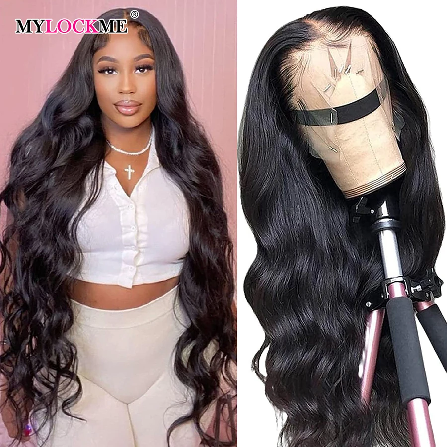 

Human Hair Hd Transparent Lace Frontal Wig Mylockme Hair Brazilian Body Wave Human Hair 100% Brazillian 13x4 Lace Frontal Wig