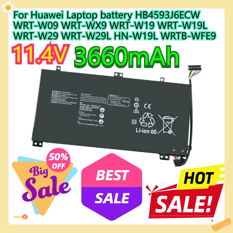 

For Huawei Laptop battery HB4593J6ECW WRT-W09 WRT-WX9 WRT-W19 WRT-W19L WRT-W29 WRT-W29L HN-W19L WRTB-WFE9