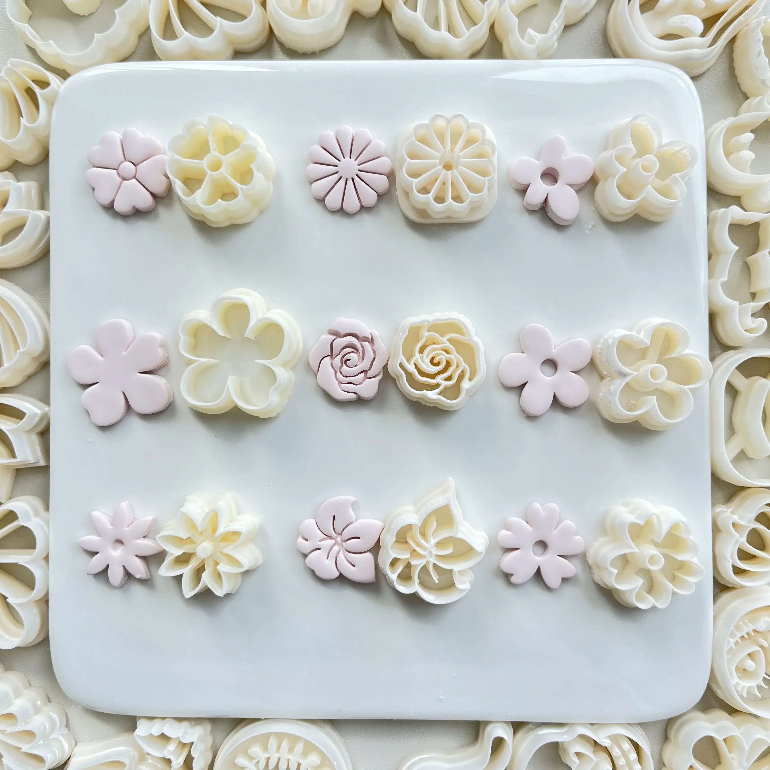 Kwiat miękka ceramika kolczyki Polymer Clay Cutter Hollow geometryczny wzór formy DIY ceramiczne kolczyki biżuteria wisiorki narzędzia gliniane